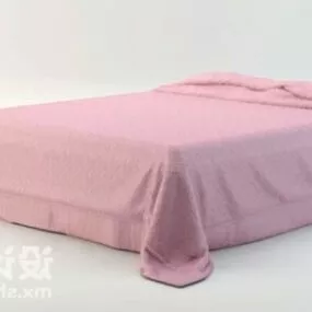 Double Bed Pink Blanket 3d model