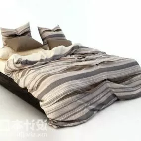 Realistic Double Bed Strip Pattern 3d model