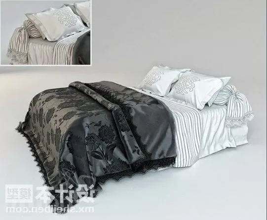 Realistic Double Bed 3d model Realistic Double Bed 3d model