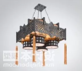Vintage Chinese Wooden Lamp 3d model Vintage Chinese Wooden Lamp 3d model