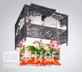 Red Crystal Jade Chandelier 3d model