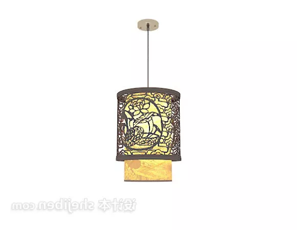 Vintage Cylinder Lamp Chinese Lighting Fixtures 3d model Vintage Cylinder Lamp Chinese Lighting Fixtures 3d model