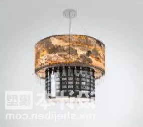 Cylinder Chinese Retro Lamp 3d model