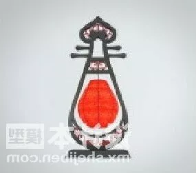 Chinese Table Lamp Carving Style Furniture 3d model