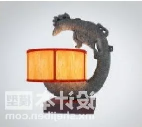Chinese Table Lamp Carving Stand 3d model
