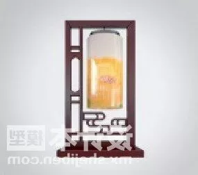 Chinese Floor Lamp Furniture With Cylinder Shade 3d model