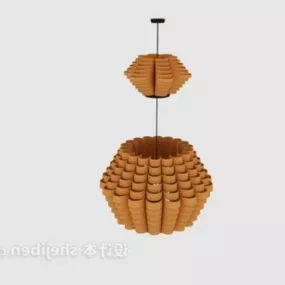 Modern Chinese Paper Lantern Chandelier Furniture 3d model
