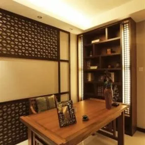 Work Desk In Study Room 3d model