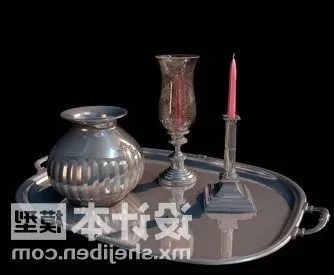 Art Vase With Dry Branch Decorative 3d model