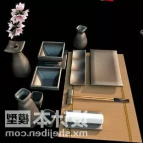 Chinese Tableware, Teapot, Cup, Dish 3d model