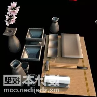 Asian Porcelain Teapot Set 3d model