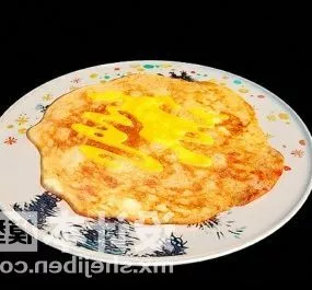 Fried Egg On Dish Tableware 3d model