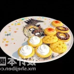 Cake On Dish Tableware 3d model