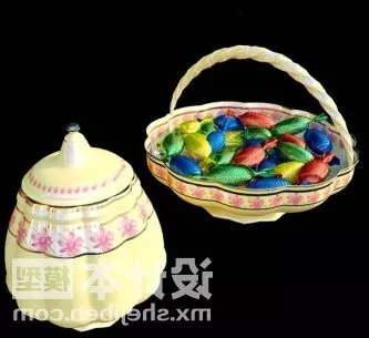 Vintage Chinese Porcelain Teapot 3d model