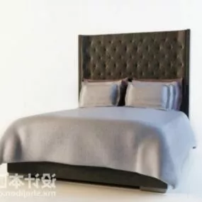 Antique Double Bed With Upholstery Back 3d model