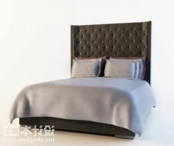 Slim Bed With Drawer 3d model
