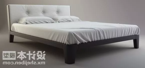 Wood Double Bed Realistic Style 3d model Wood Double Bed Realistic Style 3d model