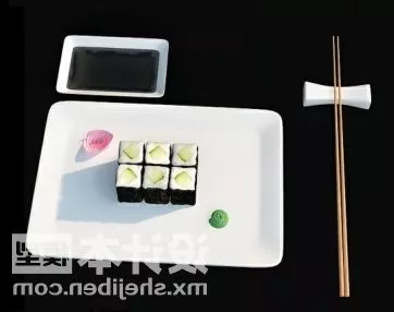 Tableware Food On Square Tray 3d model Tableware Food On Square Tray 3d model