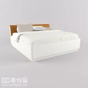 White Double Bed Hotel Furniture 3d model
