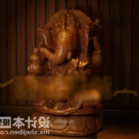 Wooden Trinket Asian Sculpture 3d model