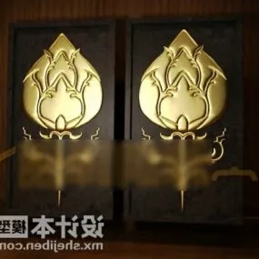 Asian Golden Carving Decoration 3d model