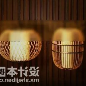 Asian Rattan Chandelier 3d model