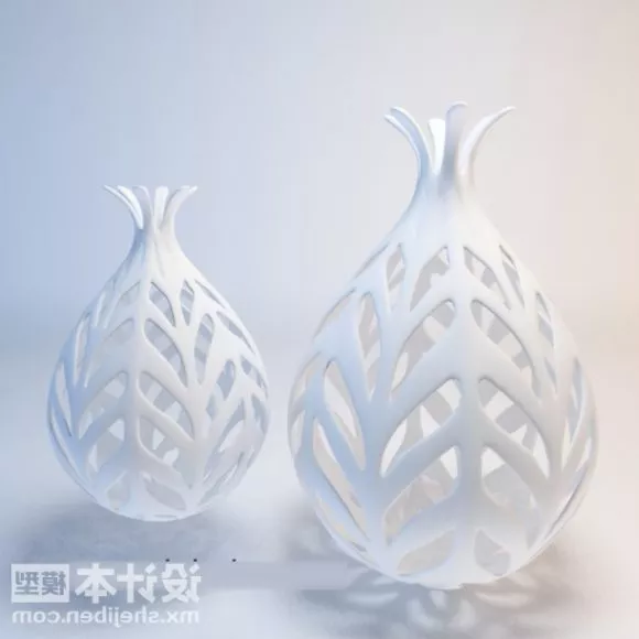 Shell Vase Shape With Flowers 3d model