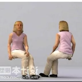 Woman Character Sitting Pose 3d model