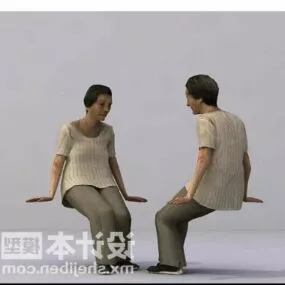 Old Woman Sitting 3d model