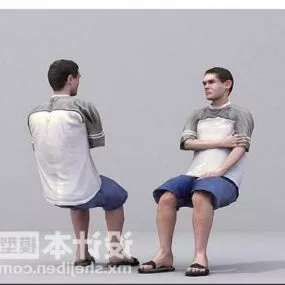 Underpants Man Sitting Character 3d model