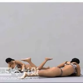 Bikini Girl Sunbathing 3d model