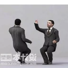 Businessman Character Sitting Pose 3d model