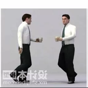 White Shirt Man Walking 3d model