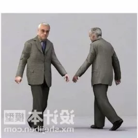 Old Suite Man Walking Character 3d model