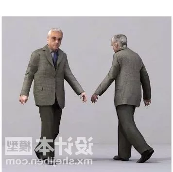 Old Suite Man Walking Character 3d model Old Suite Man Walking Character 3d model
