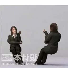 Businesswoman Sitting Character 3d model