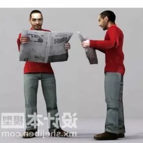 Man Character Reading Magazine 3d model