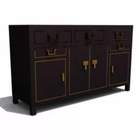 Shoe Cabinet Dark Wood 3d model