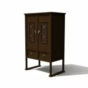 Antique Wardrobe Dark Wooden 3d model