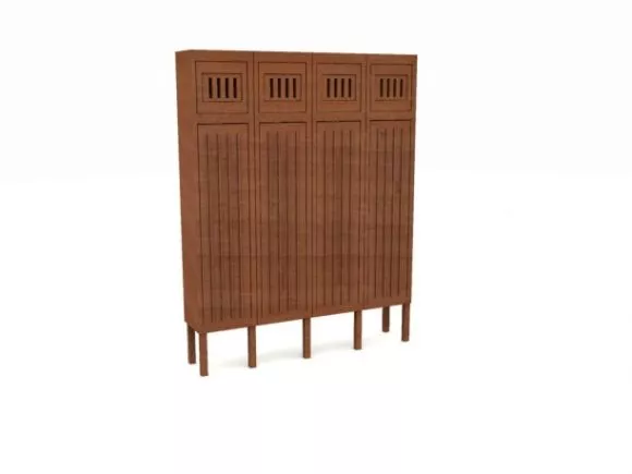 Wardrobe With Side Door Lattice Pattern 3d model