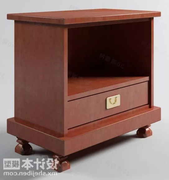 Bedside Table Red Wooden Furniture 3d model Bedside Table Red Wooden Furniture 3d model