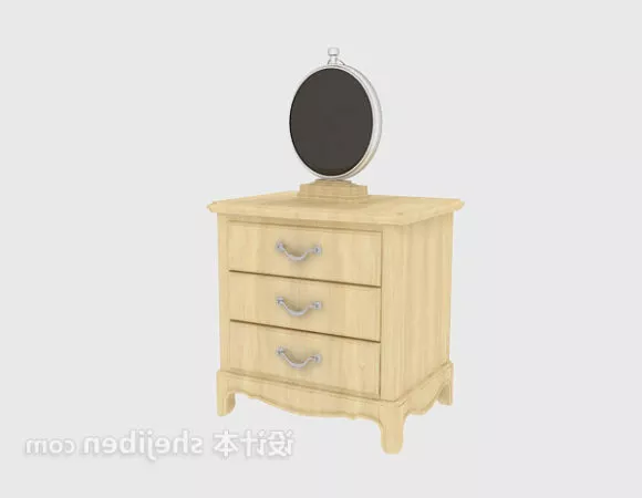 Bedside Table With Nightstand 3d model