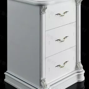 Classic White Bedside Table Wooden Furniture 3d model