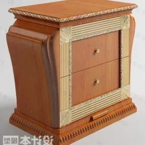 Classic Bedside Table Wooden Furniture 3d model