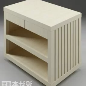 Bedside Table Yellow Wooden Furniture V1 3d model