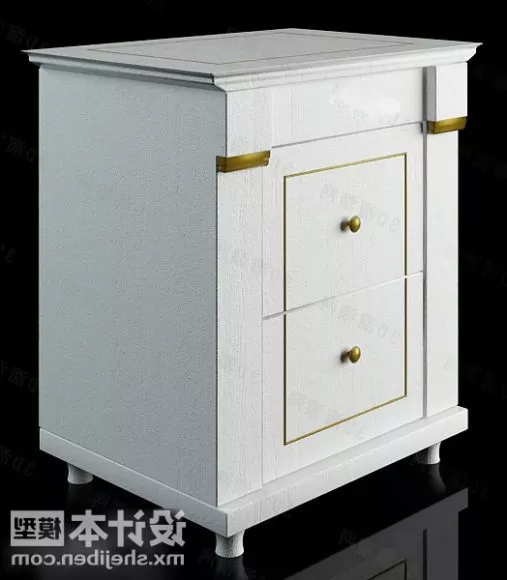 Elegant Bedside Table White Wooden Furniture 3d model Elegant Bedside Table White Wooden Furniture 3d model