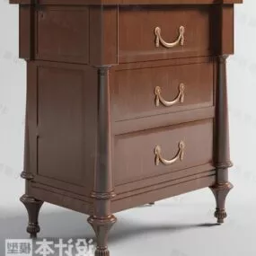 Bedside Table Classic Wooden Furniture 3d model