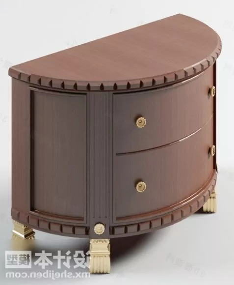 Bedside Table Haff Round Shape 3d model Bedside Table Haff Round Shape 3d model