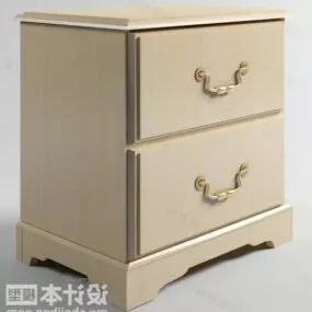 Wood Bedside Table Beige Painted 3d model