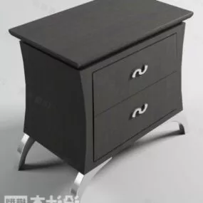 Elegant Dark Wood Bedside Table 3d model
